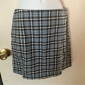 Love on a Hanger Plaid A-Line Mini Skirt in Black, Gray & Light Blue